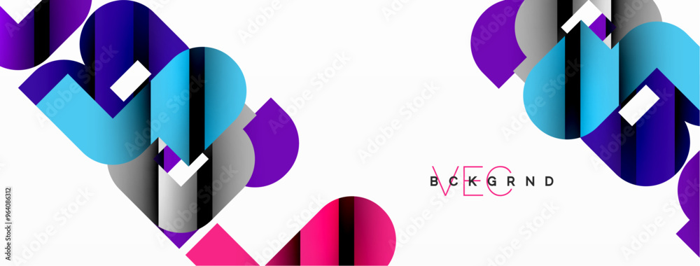 Abstract background. Colorful geometric curve shapes with black shadow lines effects Abstract background. Colorful geometric curve shapes with black shadow lines effects