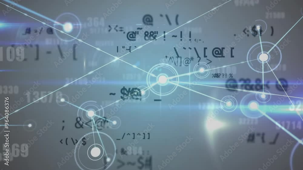 Animation of network of connections over data processing Animation of network of connections over data processing