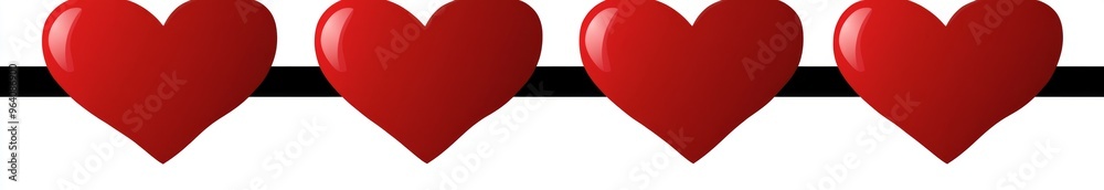 Minimalistic Vector Illustration of Five Red Hearts on a White Background, Flat Design with Simple Shapes Minimalistic Vector Illustration of Five Red Hearts on a White Background, Flat Design with Simple Shapes