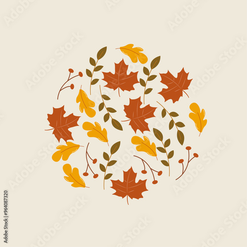 Vector illustration of an autumn frame with leaves