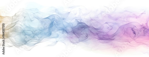 Abstract Colorful Smoke Waves on White Background