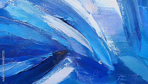 Wallpaper Mural Abstract rough blue painting texture, oil brush stroke. Multicolored art background on canvas. Torontodigital.ca