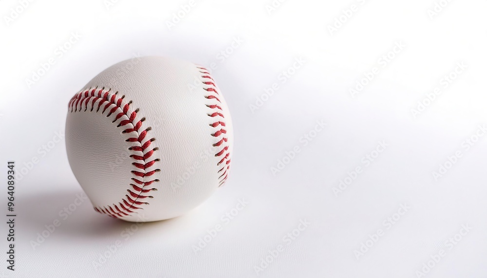 Baseball consists of a rubber or cork center wrapped in yarn and covered with white natural horse or cowhide with red stitching. isolated on white background with copy space. MLB Major League Baseball Baseball consists of a rubber or cork center wrapped in yarn and covered with white natural horse or cowhide with red stitching. isolated on white background with copy space. MLB Major League Baseball