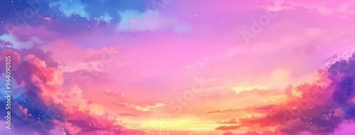 Mesmerizing Sunset Sky with Vivid Colors Panoramic