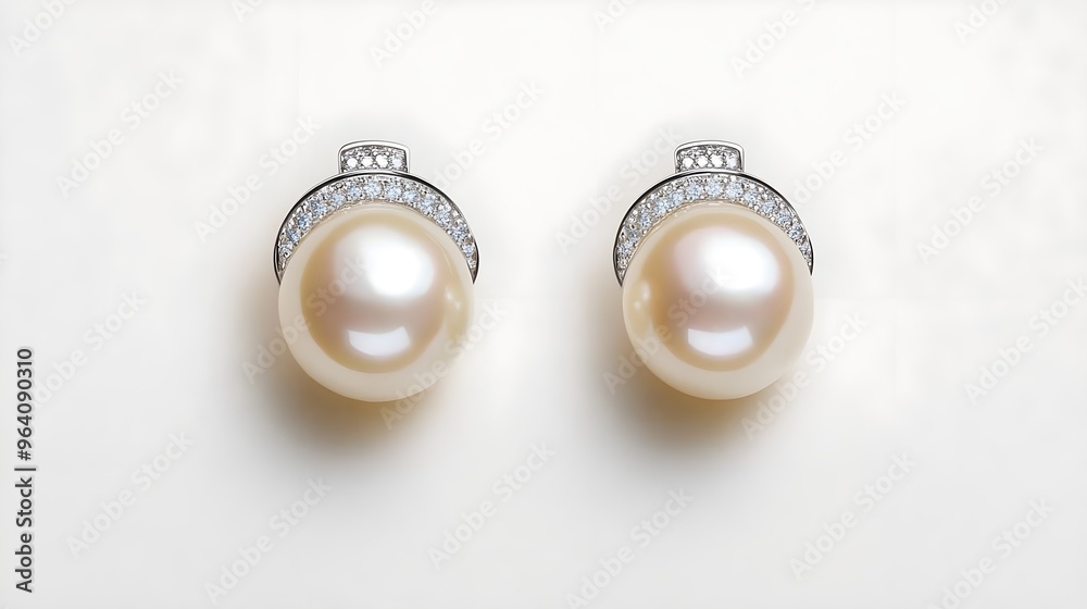 Elegant Pearl Earrings with Diamond Accents Elegant Pearl Earrings with Diamond Accents