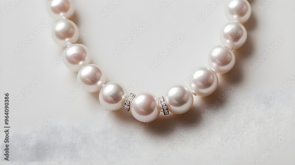 Elegant Pearl Necklace with Diamond Accents - Luxury Jewelry Elegant Pearl Necklace with Diamond Accents - Luxury Jewelry