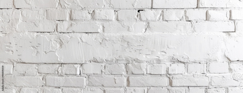White Painted Brick Wall for Background Use