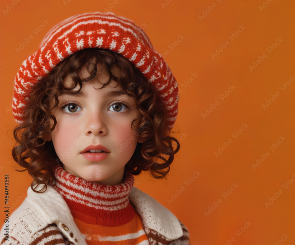 Portrait of a cute girl with red curly hair in a winter hat Portrait of a cute girl with red curly hair in a winter hat