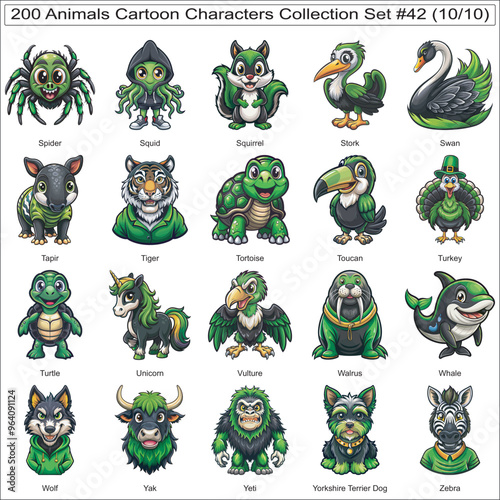 Animals Cartoon Characters Collection Set of 200 Isolated Animals Part 10