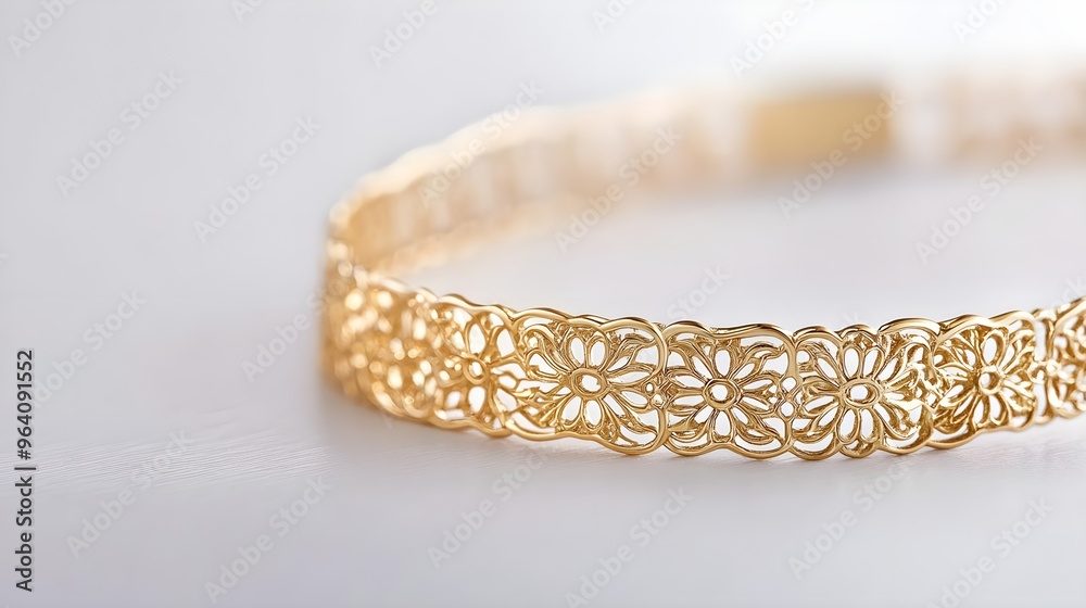 Fototapeta premium Gold Floral Bracelet Jewelry Macro Photography