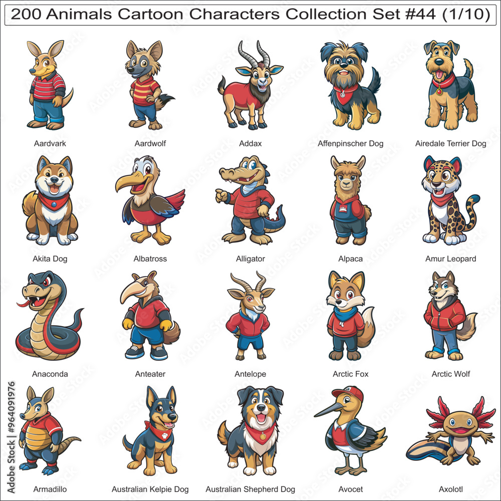 Animals Cartoon Characters Collection Set of 200 Isolated Animals Part 1 Animals Cartoon Characters Collection Set of 200 Isolated Animals Part 1