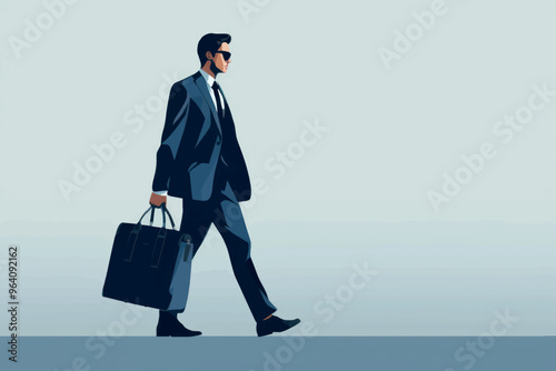 Businessman walking with briefcase