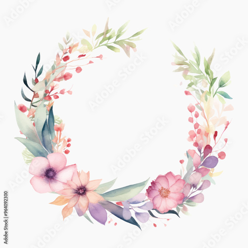 Elegant watercolor floral wreath