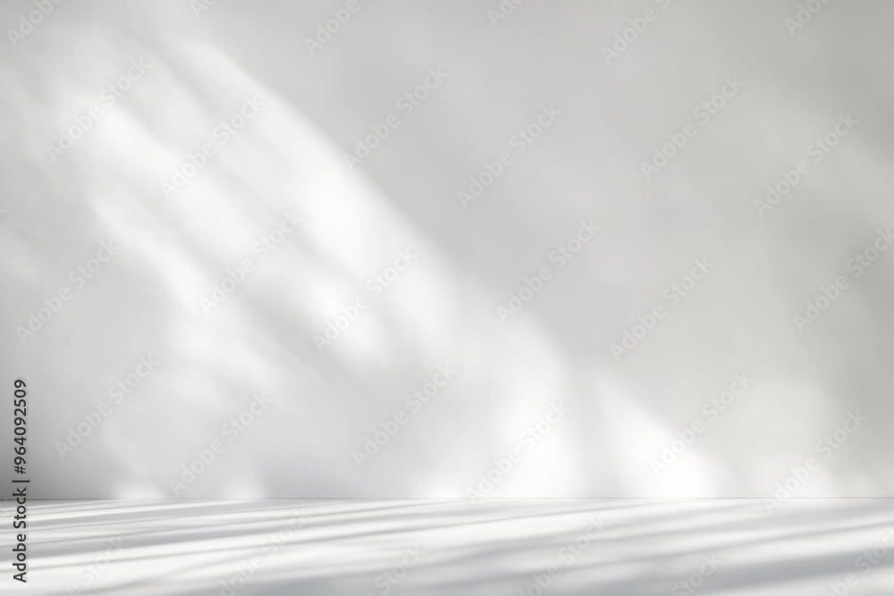 Minimalist White Background with Soft Light and Long Shadows, Empty Space for Product Display or Advertising Design Minimalist White Background with Soft Light and Long Shadows, Empty Space for Product Display or Advertising Design
