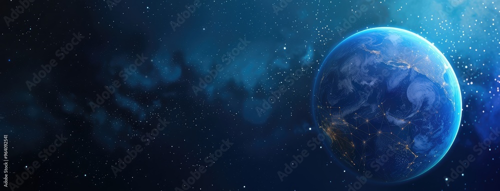 Majestic Earth Against Starry Galaxy Backdrop Majestic Earth Against Starry Galaxy Backdrop