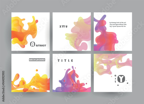 Abstract geometric pattern background for brochure cover design. Blue, yellow, red, orange, pink and green vector banner template	