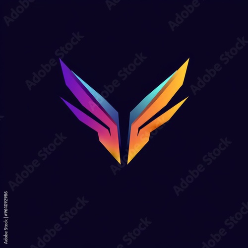 Abstract colorful logo design with a V shape, vibrant gradient and angular edges. photo