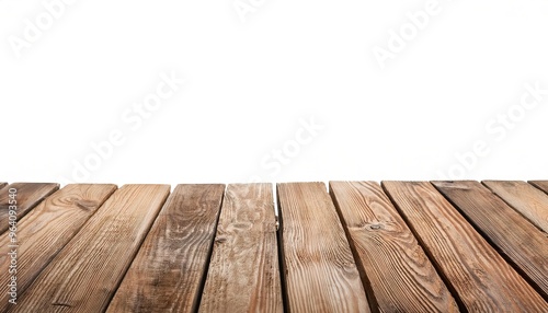 Close up detail of weathered wood grain pattern of wooden plank boards commonly used on fence or backyard decks. Recovered from old abandoned structure. Isolated on white background with copy space