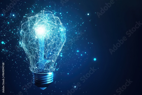 Obraz na płótnie AI-Generated Light Bulb with Blue Background w salonie