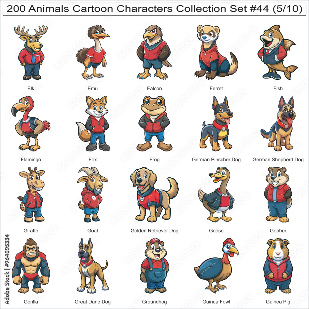 Animals Cartoon Characters Collection Set of 200 Isolated Animals Part 5 Animals Cartoon Characters Collection Set of 200 Isolated Animals Part 5