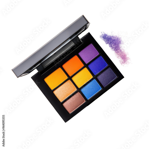 Vibrant eyeshadow palette featuring bold colors for creative makeup looks, perfect for makeup enthusiasts and artists.