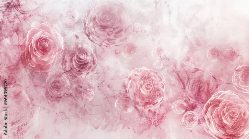 Fotografie Soft Pink Roses on Artistic Abstract Background
