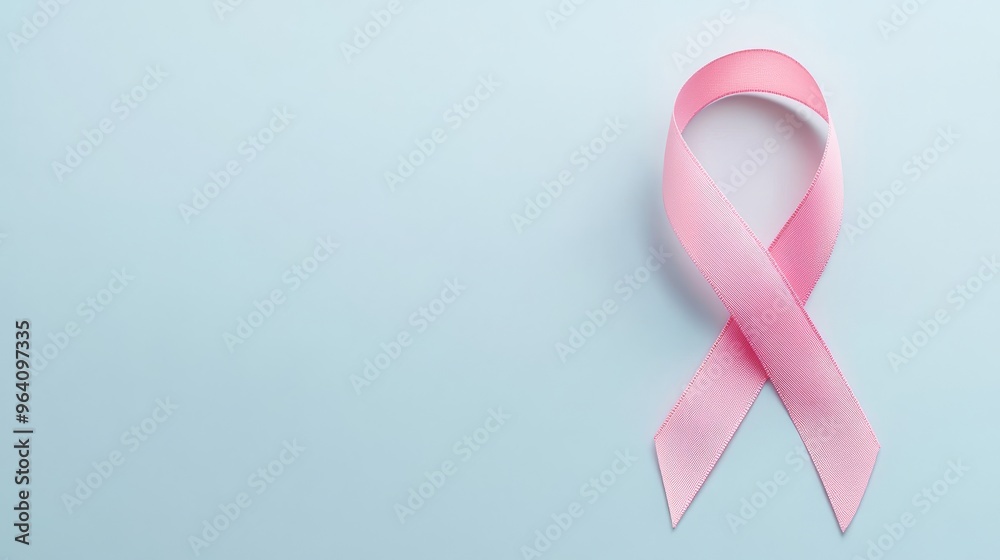 Global Unity in Breast Cancer Awareness - Minimalistic Pink Ribbon Design on Solid Background with Copy Space. Global Unity in Breast Cancer Awareness - Minimalistic Pink Ribbon Design on Solid Background with Copy Space.