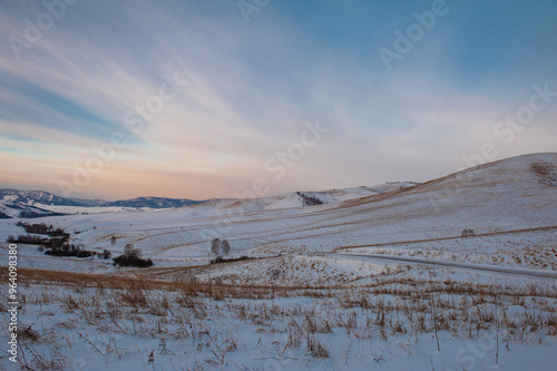 Altai mountains winter road