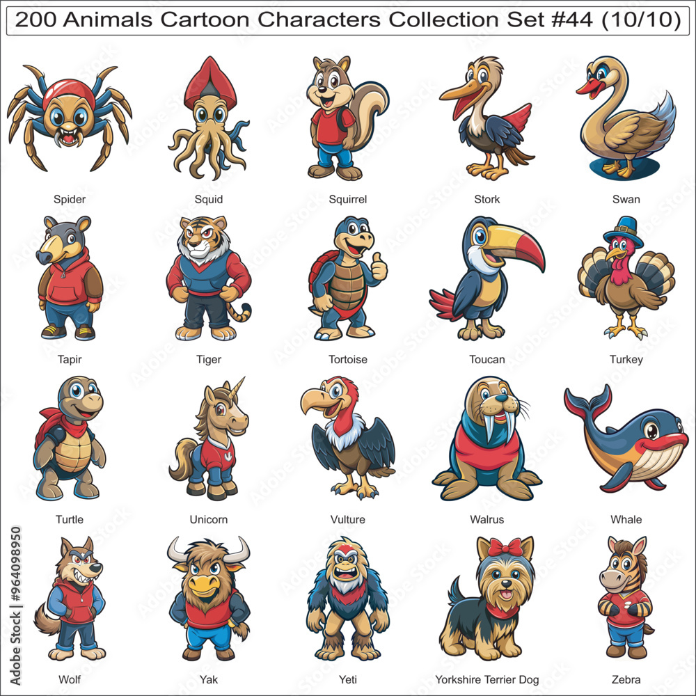 Animals Cartoon Characters Collection Set of 200 Isolated Animals Part 10 Animals Cartoon Characters Collection Set of 200 Isolated Animals Part 10