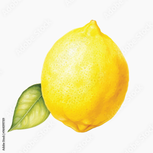 Fresh vibrant yellow lemon illustration