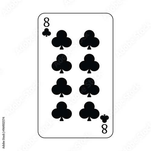 The playing card is the black club number eight.