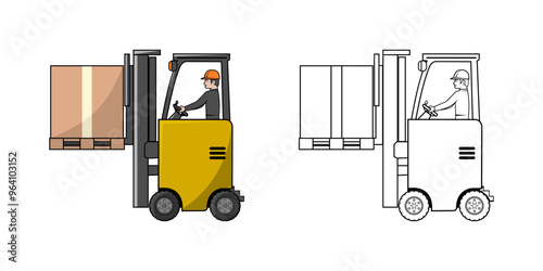 Electric Forklift Vehicle With Driver Cartoon Design Illustration vector eps format suitable for your design needs logo illustration animation etc