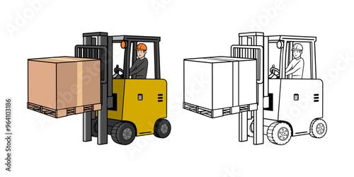 Electric Forklift Vehicle With Driver Cartoon Design Illustration vector eps format suitable for your design needs logo illustration animation etc