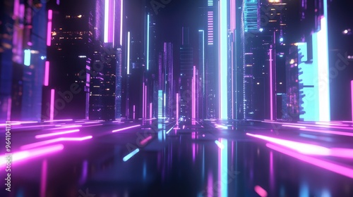 Neon lights creating an urban abstract scene