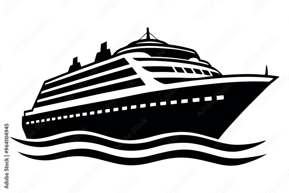 Modern Cruising Ship silhouette vector illustration. Modern Cruising Ship silhouette vector illustration.