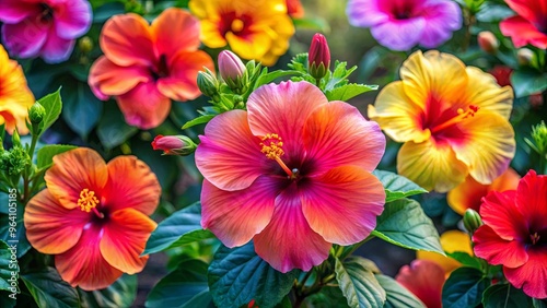 Vibrant hibiscus flowers in full bloom