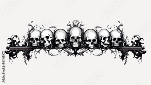 Gothic skulls decorative border