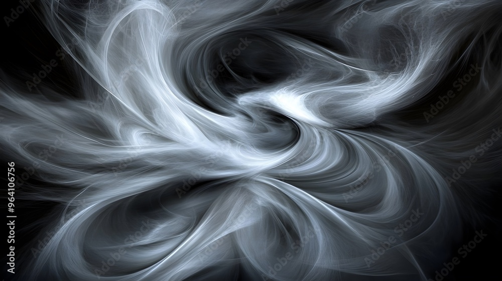 Obraz premium Abstract Swirling White Smoke on Black Background