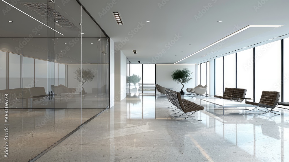 Sleek Modern Office Lounge with Natural Light Sleek Modern Office Lounge with Natural Light