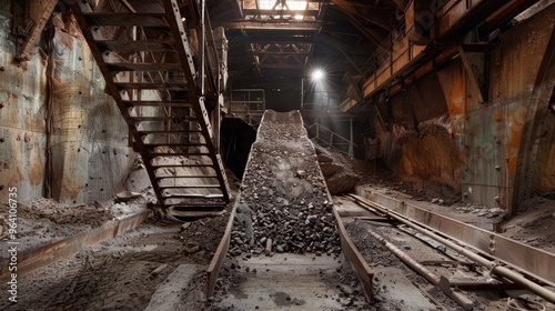 Abandoned Industrial Warehouse with Debris