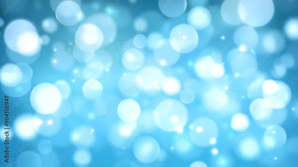 Abstract Blue Bokeh Background with White Lights