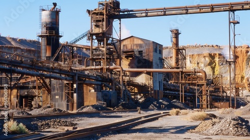 Rusted Industrial Facility in Desert Landscape