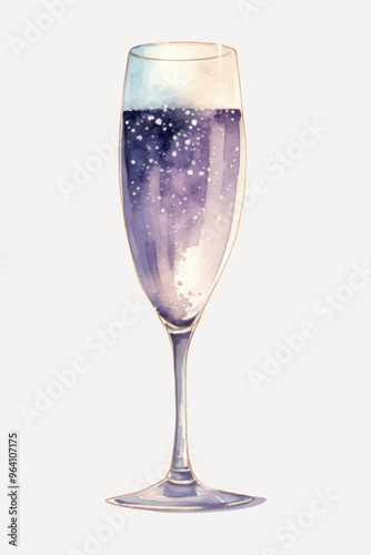 Elegant watercolor champagne glass