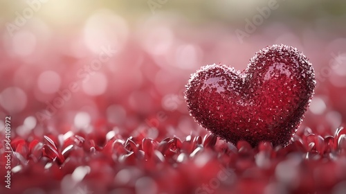 A heart wallpaper showing 3d red heart with romantic settings