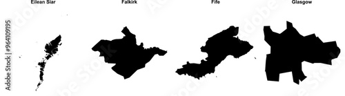Eilean Siar, Falkirk, Fife, Glasgow outline maps