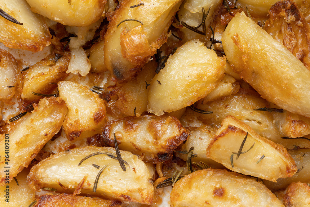 crispy roasted potato wedges food background