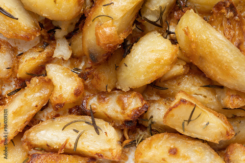 Obraz na płótnie crispy roasted potato wedges food background w salonie