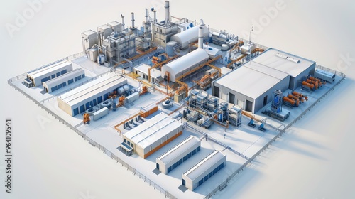 Modern Industrial Plant Overview in 3D