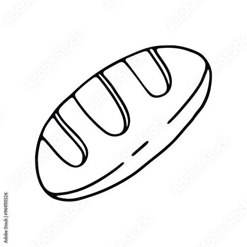 A simple black and white line drawing of a loaf of bread.