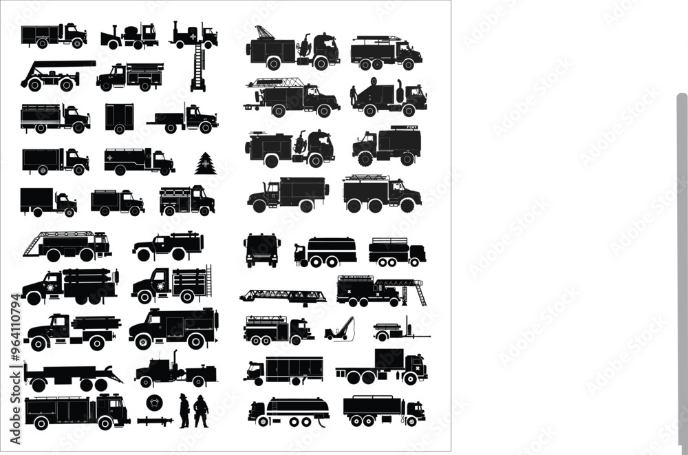 Fire Truck Silhouette Bundle, Fire Services Truck Silhouette Bundle set Fire Truck Silhouette Bundle, Fire Services Truck Silhouette Bundle set